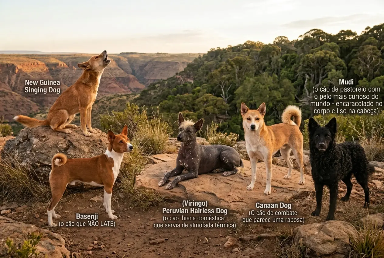 Diversos cães de raças raras