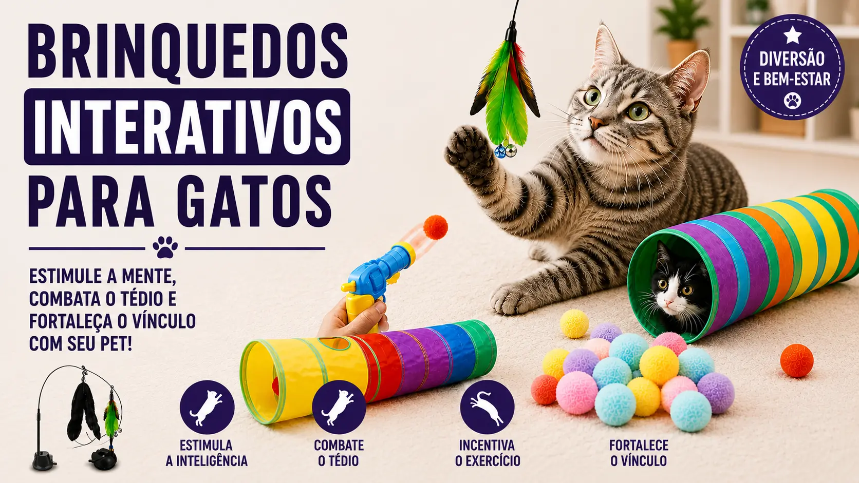 Melhores Brinquedos Interativos para Gatos | Guia + Top Produtos