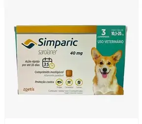 Simparic 40mg Antipulgas Caes 10,1 a 20kg