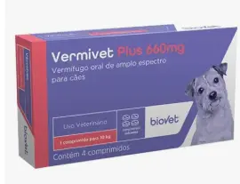 Biovet Vermífugo Vermivet Plus 660Mg Para Cães – 4 Comprimidos