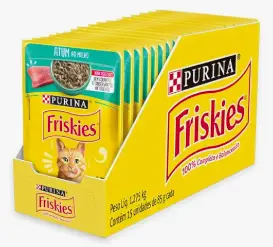 Pack Nestlé Purina Friskies Ração Úmida Para Gatos Adultos Atum Ao Molho – Com 15 Sachês 85g