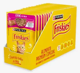 Pack Nestlé Purina Friskies Ração Úmida Para Gatos Adultos Carne Ao Molho – Com 15 Sachês 85g