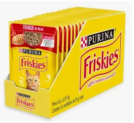 Pack Nestlé Purina Friskies Ração Úmida Para Gatos Adultos Frango Ao Molho – Com 15 Sachês 85g