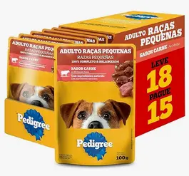Pack Ração Úmida Pedigree Sachê Carne ao Molho para Cães Adultos de Raças Pequenas – Leve 18 Pague 15