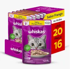 Pack Ração Úmida Whiskas Sachê Frango ao Molho para Gatos Adultos – Leve 20 Pague 16