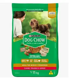 Purina Dog Chow Ração Adulto Raças Pequenas Frango e Arroz – 15kg para Todas Pequeno Adulto – Sabor Frango