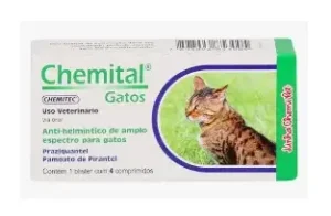 Vermífugo Chemital Chemitec para Gatos com 4 Comprimidos
