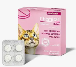 Vermífugo Chemital para Gatos 4 Comprimidos