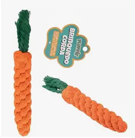 Brinquedo Corda Pet de Algodão Cenoura para Cachorro Limpeza Dental Mordedor Resistente para Cães Pequenos e Médios
