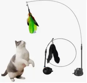 Brinquedo Gato Varinha Pássaro Com Ventosa Fixa Chao Parede Janela