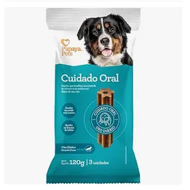 Papaya Pets Snack Cuidado Oral Para Cães 120 G Porte G Sabor Frango